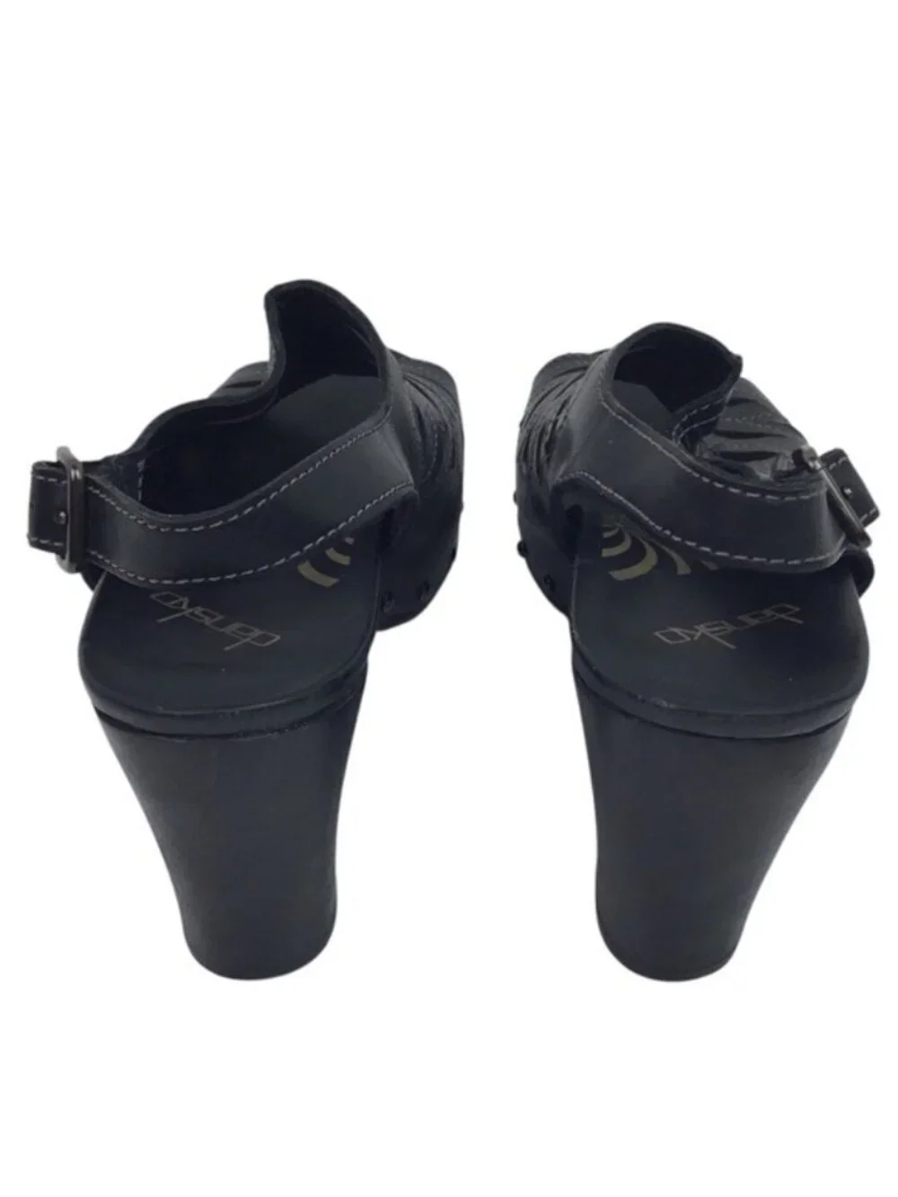Dansko Rowena Cutout Leather Slingback Clog Black Sandals Womens 10